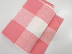 綿麻　市松模様織り出し　作り帯